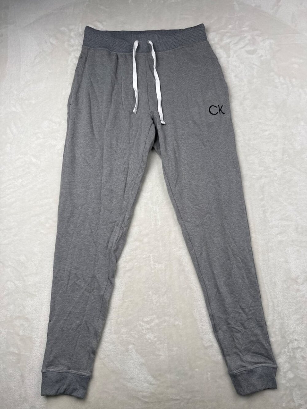 Calvin Klein Gray Womens Lounge Pants With Drawstring Waist & CK Logo Small